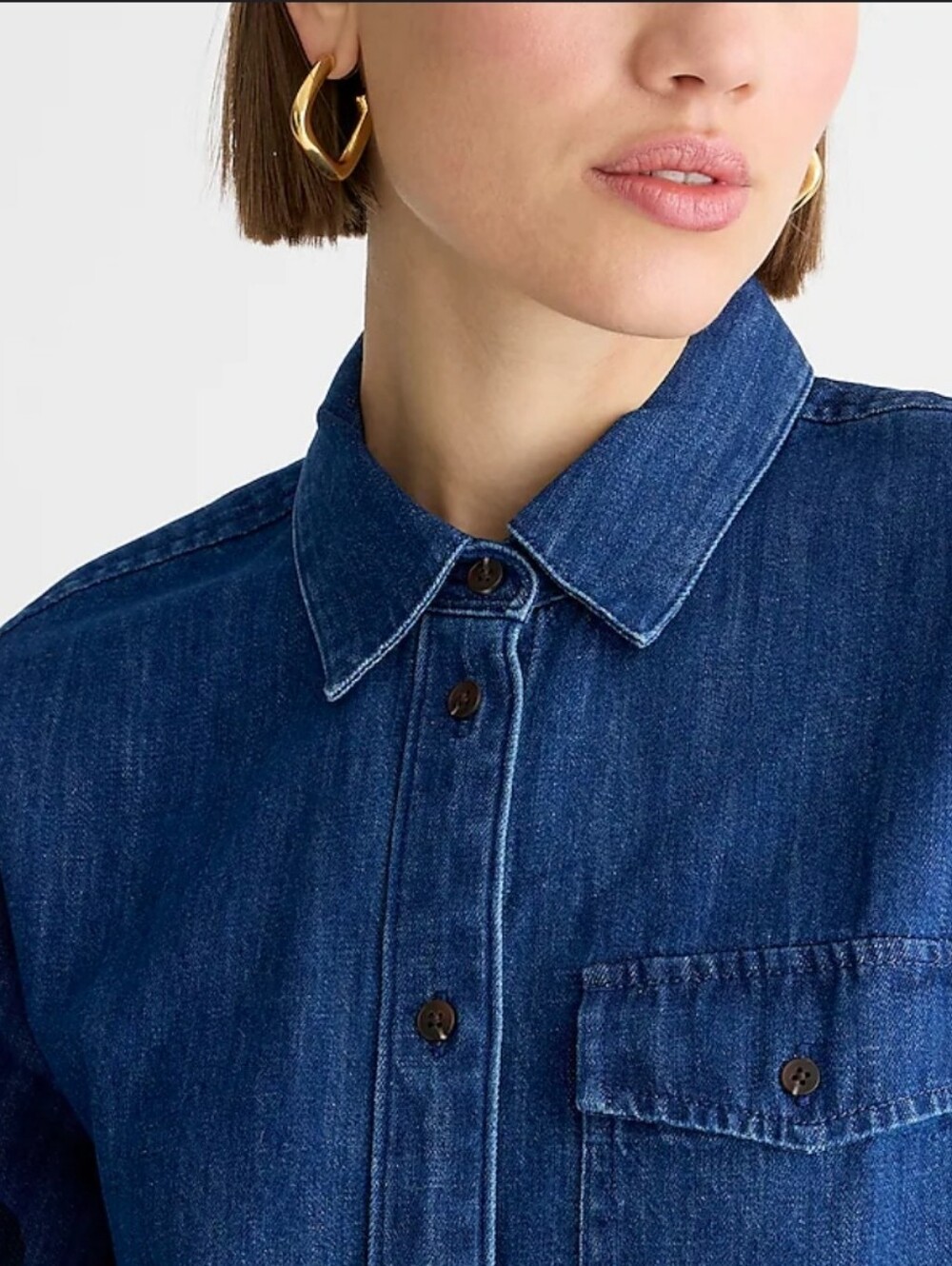 J. Crew Blue Short-Sleeve Chambray Mini Shirt Dress - Picture 3 of 8